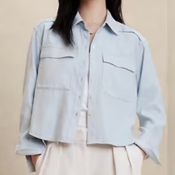 NWT Banana Republic Factory Vegan Suede Cropped Shirt | Light Tan | Size: XXL - Picture 4 of 5